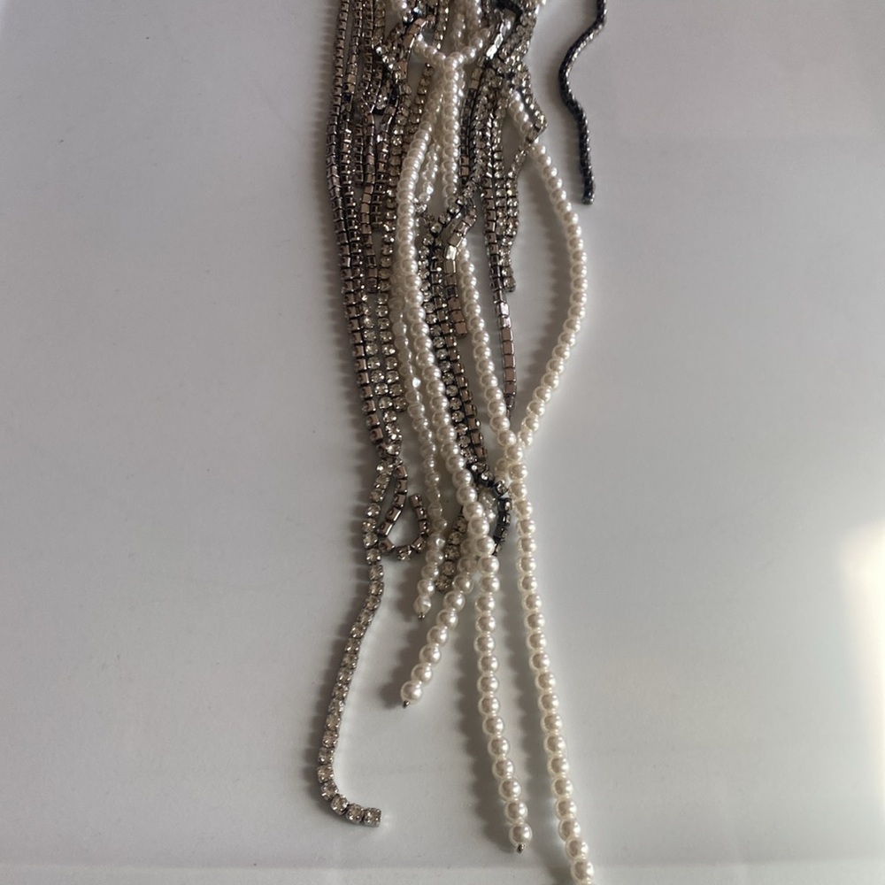 NWT Zara Faux Pearl and Rhinestone Necklace - Picture 7 of 8